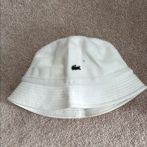Lacoste White and Green Bucket Hat Classic Accessories